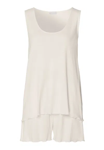 Hanro Serena Cotton And Linen Pajama Set In White