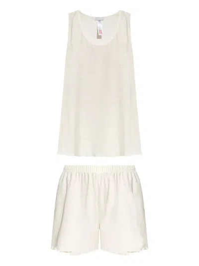 Hanro Serena Tank Top And Shorts Pyjama Set In White