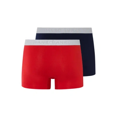 Hanro Set Of Two Cotton Boxers In Red