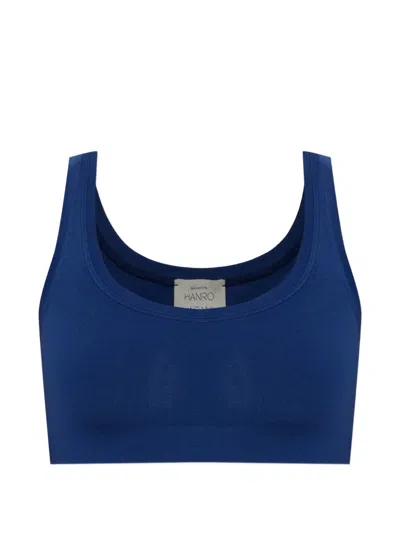 Hanro Shell-embroidered Cropped Top In Blue