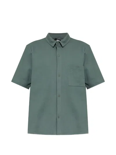 Hanro Short-sleeve Chest-pocket Shirt In Green