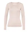 Hanro Cotton Seamless Long Sleeve Top In Pink