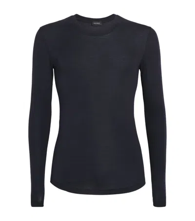 Hanro Silk-cashmere Long-sleeve T-shirt In Black