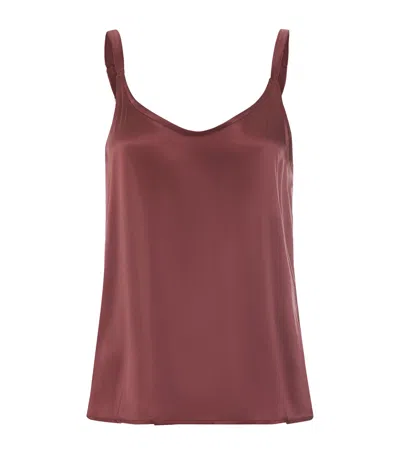 Hanro Silk Grand Central Cami Pyjama Top In Red