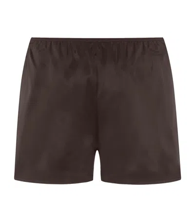 Hanro Silk Grand Central Pyjama Shorts In Brown