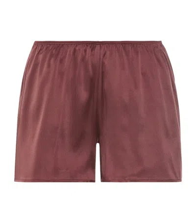 Hanro Silk Grand Central Pyjama Shorts In Burgundy