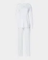 Hanro Silk-trim Mercerized Cotton Pajama Set