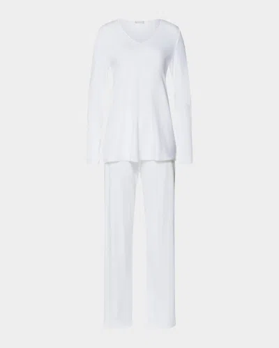 Hanro Silk-trim Mercerized Cotton Pajama Set
