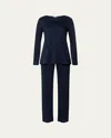 Hanro Silk-trim Mercerized Cotton Pajama Set In Deep Navy