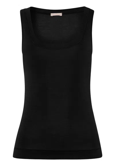 Hanro Silk/cashmere Silk And Cashmere Scoop Neck Tank Top In Black