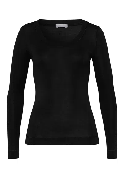 Hanro Silk/cashmere Silk And Cashmere Scoop Neck Top In Black