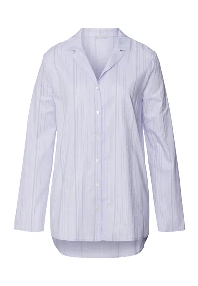 Hanro Sleep And Lounge Cotton Pajama Shirt In Blue