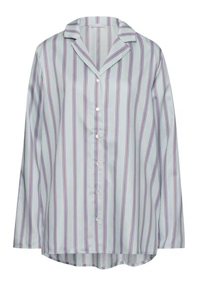 Hanro Sleep And Lounge Cotton Pajama Shirt In Gray
