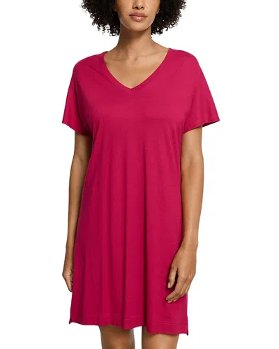 Hanro Sleep & Lounge Cotton V Neck Nightgown In Pink