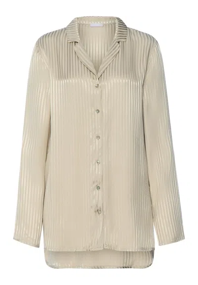Hanro Sleep And Lounge Jacquard Stripe Shirt In Neutral