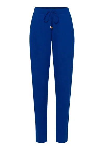 Hanro Sleep And Lounge Knit Long Pant In Deep Indigo