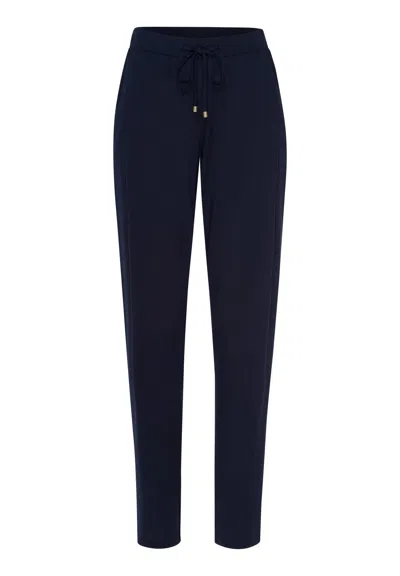 Hanro Sleep And Lounge Knit Long Pant In Deep Navy