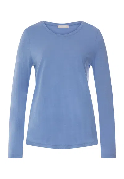 Hanro Sleep & Lounge Relaxed Round Neck Top In Bluebird