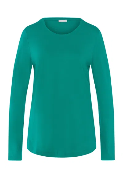 Hanro Sleep And Lounge Relaxed Round Neck Top In Green