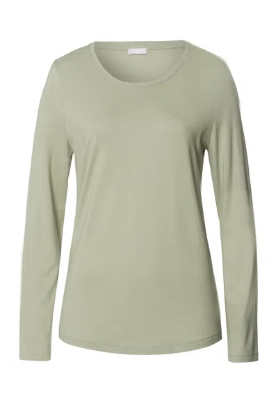 Hanro Sleep And Lounge Relaxed Round Neck Top In Green