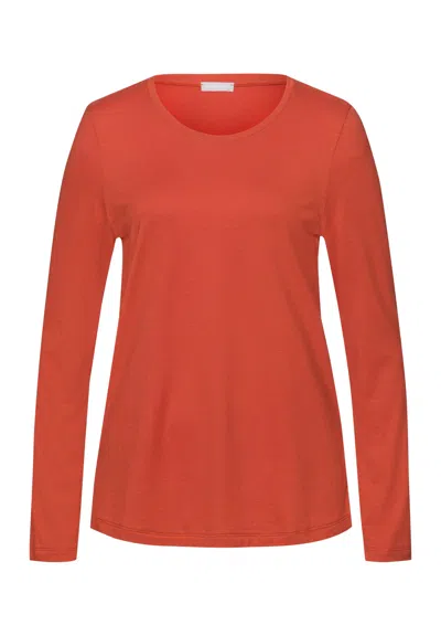 Hanro Sleep And Lounge Relaxed Round Neck Top In Red