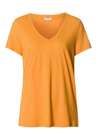Hanro Sleep And Lounge Relaxed V-neck T-shirt In Orange