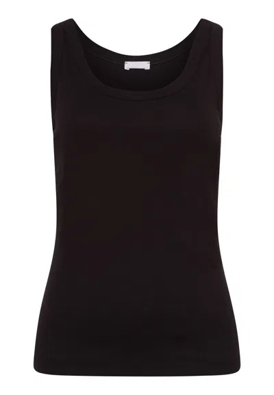 Hanro Sleep And Lounge Ribbed Cotton Tank Top In Black