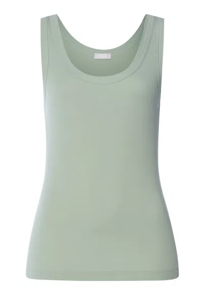 Hanro Sleep And Lounge Ribbed Cotton Tank Top In Gray