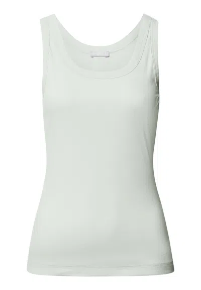 Hanro Sleep And Lounge Ribbed Cotton Tank Top In Green