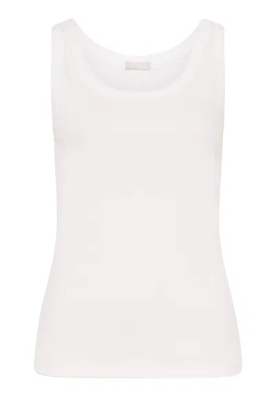 Hanro Sleep And Lounge Ribbed Cotton Tank Top In White