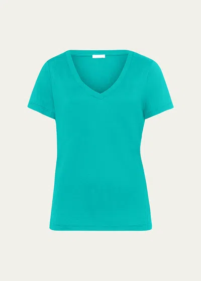 Hanro Sleep & Lounge Short-sleeve Shirt In Peacock