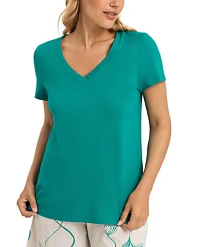 Hanro Women's Sleep And Lounge Short Sleeve Knit Top In Peacock