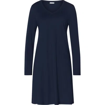 Hanro Sleep And Lounge Tencel And Cotton Nightgown In Blue