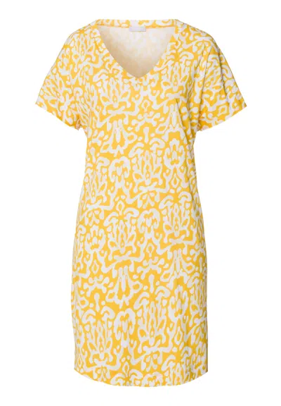 Hanro Sleep And Lounge V-neck Cotton And Tencel™ Nightgown In Yellow