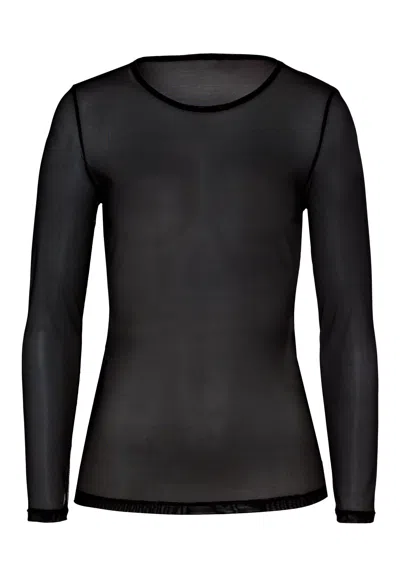 Hanro Smooth Illusion Semi-transparent Tulle Top In Black