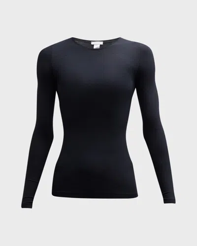 Hanro Soft Touch Long-sleeve Top In Black