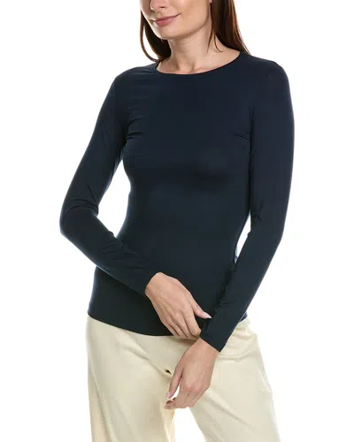 Hanro Soft Touch Long Sleeve Top In Blue