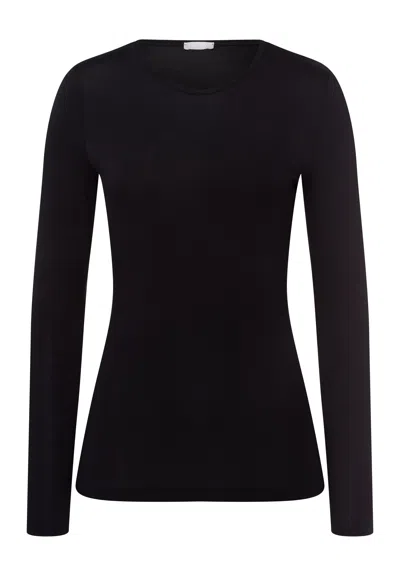 Hanro Soft Touch Round Neck Fitted Top In Black