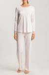 Hanro Sophie Lace Trim Mercerized Cotton Pajamas In Rose Cream