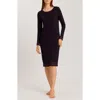 Hanro Sophie Long Sleeve Mercerized Cotton Nightgown In Dark Acai