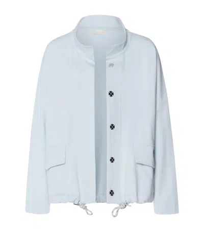 Hanro Stretch-cotton Natural Living Cardigan In Blue