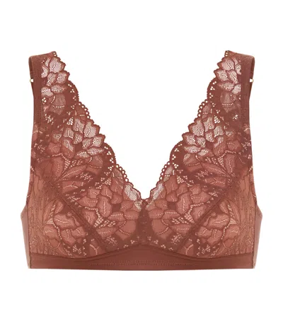 Hanro Stretch-lace Lightly Padded Bra In Brown
