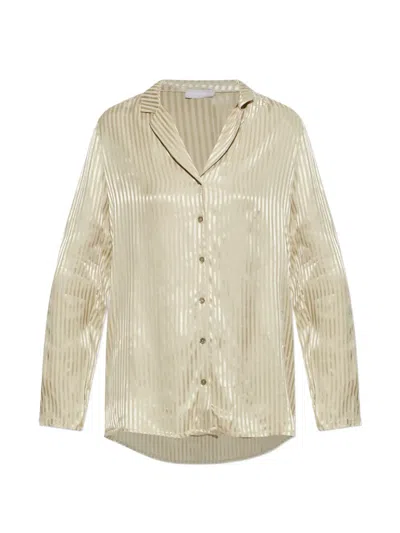 Hanro Striped Buttoned Top In Neutral