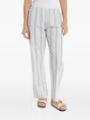 Hanro Striped Elastic-waist Pajamas Pants In White