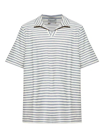 Hanro Cotton Stripe Loungy Summer Polo Shirt In White