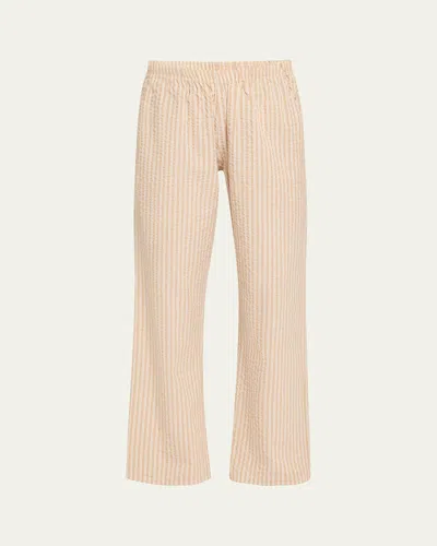 Hanro Striped Straight-leg Cotton Lounge Pants In Raffia Stripe