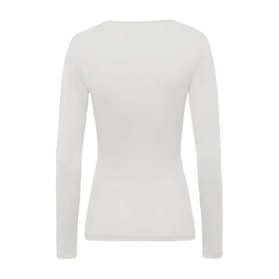 Hanro Long-sleeved Silk And Wool T-shirt In White