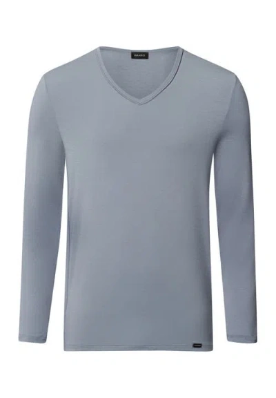 Hanro Tencel And Cotton Fitted V-neck Top In Gray