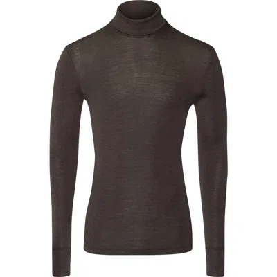 Hanro Woolen Silk Thermal Turtleneck In Brown