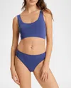 Hanro Touch Feeling Padded Crop Top In Blue Horizon
